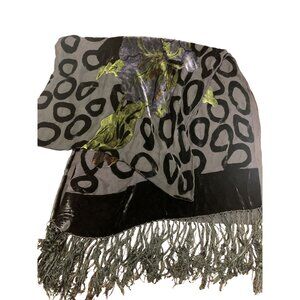 Velvet Sheer Fringe‎ Scarf Whimsigoth Grunge Black Purple OS